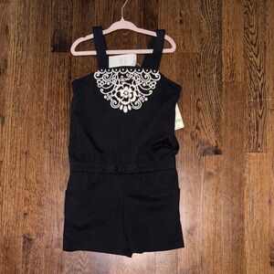 Gymboree Black Romper with Cream Detailing